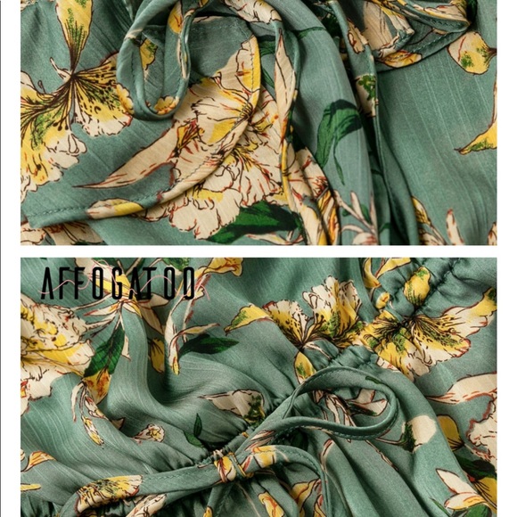 Boho sleeveless ruffle floral print shorts romper - Picture 6 of 8